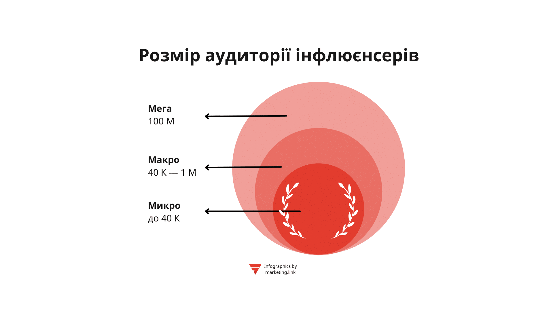 Розмір аудиторії інфлюєнсерів інфографіка