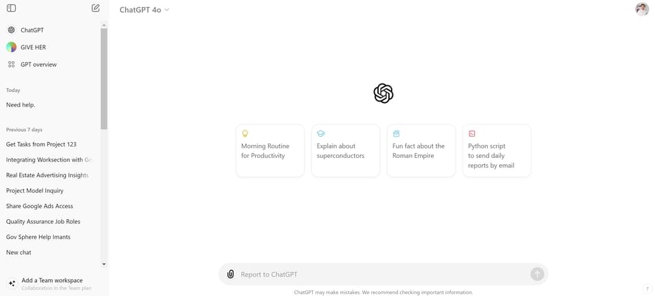 ChatGPT interface as it looks like
